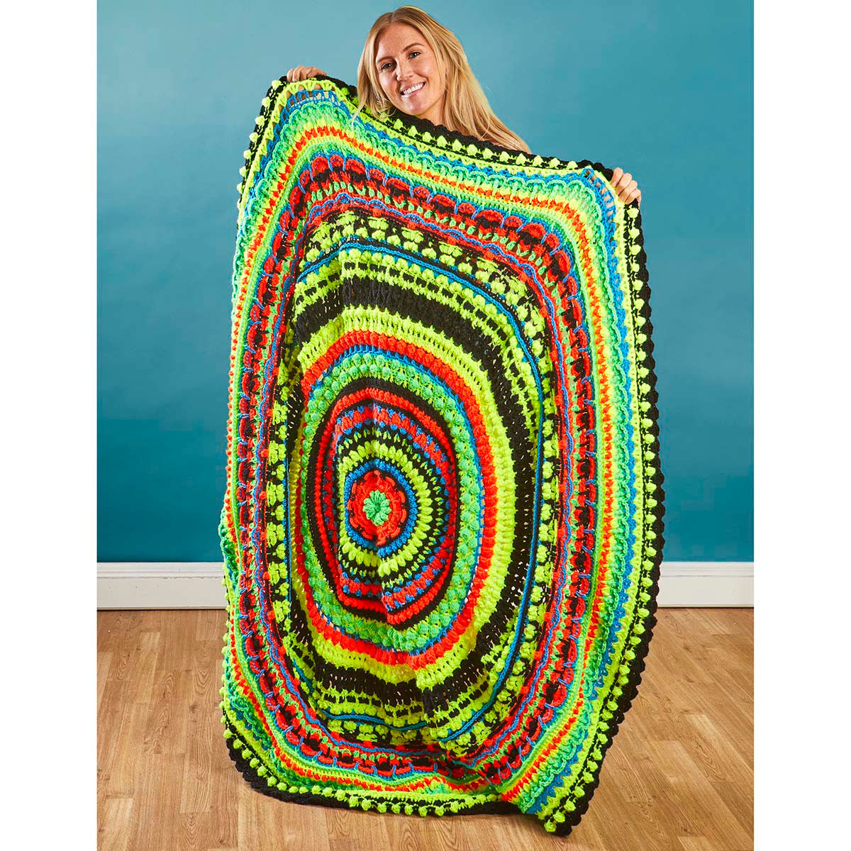 Rainbow アパッチ tarantura Herrschners Neon Whirl Afghan Crochet Kit