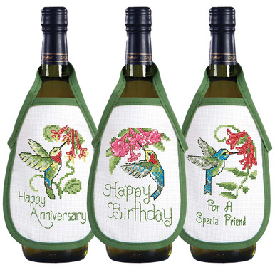 Herrschners Hummingbird Flutter Bottle Aprons Counted Cross-Stitch Kit