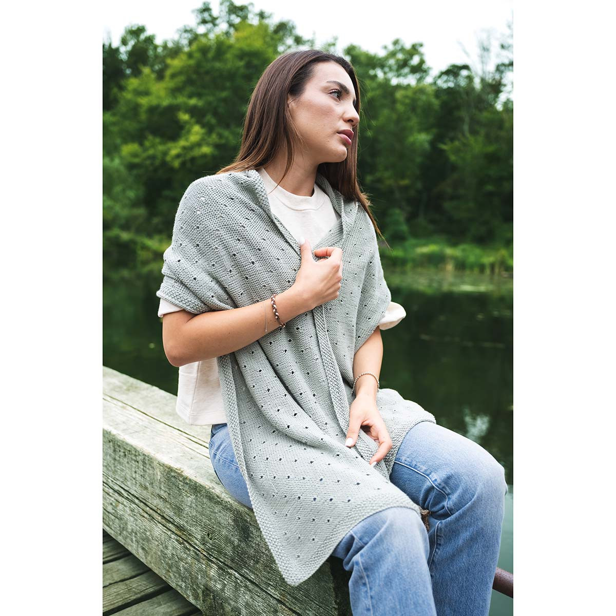 Lion Brand Simple Eyelet Shawl Knit Kit