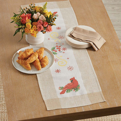 Herrschners Holiday Cardinal Table Runner Stamped Cross-Stitch Kit