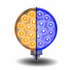 TRUX TLED-DFXB AMBER/RED TURN & MARKER TO BLUE AUXILIARY DOUBLE FACE ROUND REFLECTOR LED LIGHT - 38 DIODES
