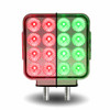 TRUX TLED-SDXG DOUBLE FACE AMBER/RED TURN & MARKER TO GREEN AUXILIARY SQUARE REFLECTOR LED LIGHT - DOUBLE POST | 38 DIODES | CLEAR LENS