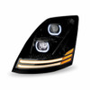 TRUX TLED-H19 BLACK VOLVO VN/ VNL LED PROJECTOR HEADLIGHT ASSEMBLY WITH LED WITH DUAL FUNCTION LED STRIPS - DRIVER SIDE