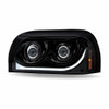 TRUX TLED-H57 BLACK FREIGHTLINER CENTURY LED PROJECTOR HEADLIGHT ASSEMBLY WITH DUAL FUNCTION HALO STRIP - DRIVER SIDE