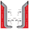 TRUX TSK8-BSET4 8" BULLHORN EXHAUST KIT W/ 60" TOP STACKS, 90° REDUCED ELBOWS & 55" MIDDLE SPOOLS