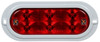 60553R Truck-Lite 60 Series LED Red/Clear Oval 8 Diode Stop/Turn/Tail and Back-Up Light, Gray Flush Mount, Fit 'N Forget 4 Pin Stainless Steel, 12V
