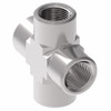 Aeroquip Adapter Cross 2080 Female NPTF Four Ends Carbon Steel Dura-Kote | 2080-8-8S