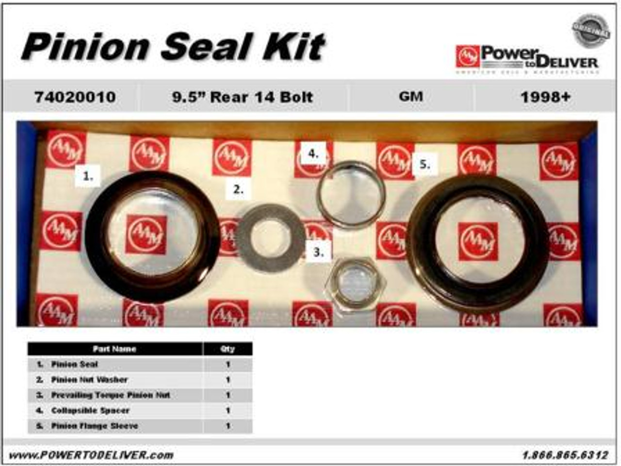 74020010 AAM 9.5" 14 Bolt Rear Differential Pinion Seal Kit GM/Chevy 98+