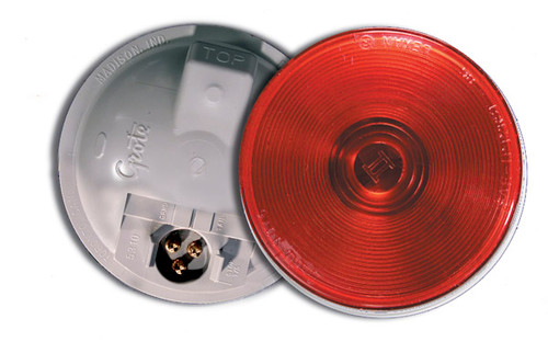 Grote 53102 S/T/T Light, 4", Red, Gray Housing,Torsion Mount II,Male Pin