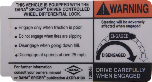 Spicer 128045 LABEL-WARNING