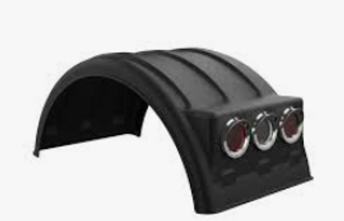 Minimizer MIN2260 Poly Black Fender w/ Light Box for Single Axle with Dual Wheels 22.5" or 24.5"