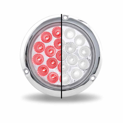 TRUX TLED-4X40F 4" RED STOP, TURN & TAIL TO WHITE BACK UP ROUND FLANGE MOUNT LED LIGHT - 19 DIODES