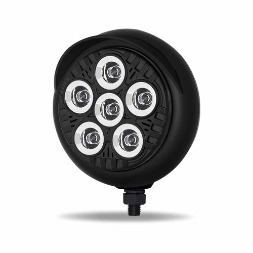 TRUX TLED-UX5 5" LEGACY SERIES BLACK ROUND SPOT BEAM LED WORK LIGHT WITH 4 POSITION VISOR & ADVANCED HEATSINK TECHNOLOGY (6 DIODES)