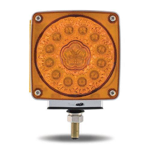 TRUX TLED-SDFR4 AMBER/RED TURN & MARKER SQUARE DOUBLE FACE LED LIGHT - SINGLE POST | 38 DIODES | AMBER/RED LENS | DRIVER SIDE