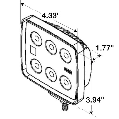 Truck-Lite 8155 Signal Stat 4" Square LED Work Utility Light 8 Diode 500 Lumens
