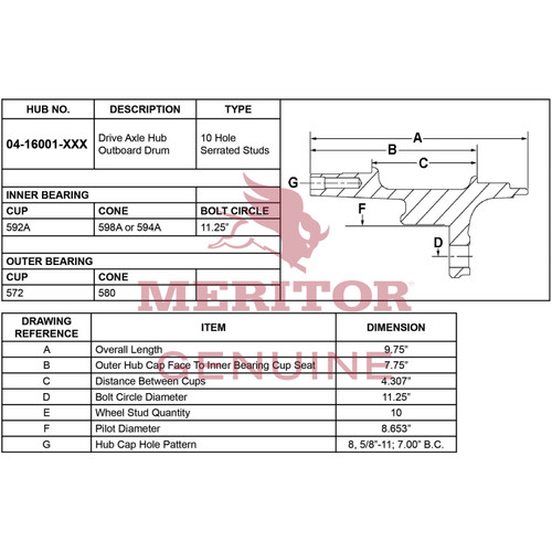 Meritor 16160011002 Hub and Rotor Assembly