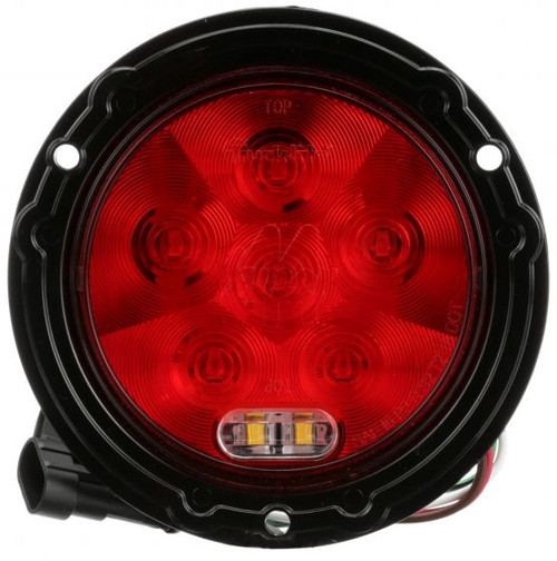 44550R Truck-Lite Super 44 LED Round Red/Clear 8 Diode Stop/Turn/Tail and Backup Light with Black Flange Mount, Hardwired, Fit 'N Forget Stainless Steel, 12V