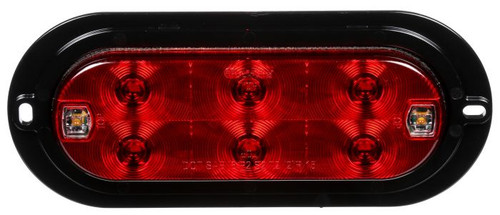 60554R Truck-Lite 60 Series LED Red/Clear Oval 8 Diode Stop Turn Tail and Backup Light, Black Surface Mount, Hardwired, Fit 'N Forget Stainless Steel, 12V