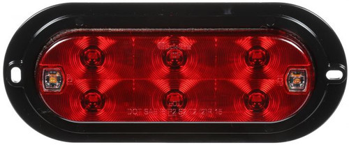 60555R Truck-Lite 60 Series LED Red/Clear Oval 8 Diode Stop Turn Tail and Back Up Light, Black Surface Mount, Fit 'N Forget 4 Pin Stainless Steel, 12V