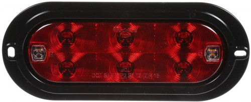 60559R Truck-Lite 60 Series LED Red Oval 8 Diode Stop Turn Tail and Backup Light, Black Flush Mount, Hardwired, Fit 'N Forget Stainless Steel, 12V