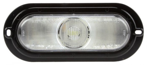 66206C Truck-Lite 66 Series LED Clear Oval One Diode Back-Up Light with Black Flange Mount, Fit 'N Forget Stainless Steel, 12V