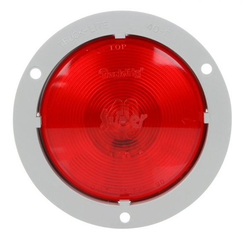 40258R Truck-Lite Super 40 Red Round Incandescent Stop Turn Tail Light with Gray Flange Mount, PL-3, 12V