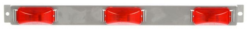 15741R3 Truck-Lite 15 Series Incandescent Identification Bar, Rectangular Red, 3 Lights, 6" Centers, Silver, 12V Kit
