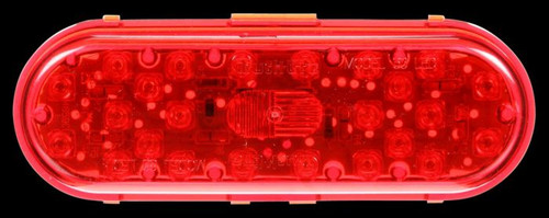 60250R3 Truck-Lite 60 Series LED Red Oval 26 Diode Stop Turn Tail Light, Fit 'N Forget Stainless Steel, 12V, Bulk