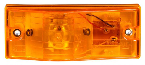 22002Y3 Truck-Lite 22 Series Incandescent Yellow Rectangular One Bulb Side Turn Signal Lamp, Two Screw, PL-3, Stripped End/Ring Terminal, 12V Kit, Bulk