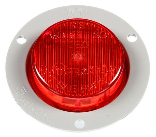 30251R3 Truck-Lite 30 Series LED Red Round 2 Diode Marker Clearance Light with Gray Polycarbonate Flange Mount