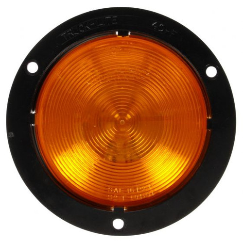 40233Y3 Truck-Lite 40 Series Incandescent Yellow Round Front Park Turn Signal Light, Black ABS Flange Mount, 12V, PL-3, Bulk