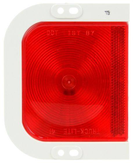 41203R3 Truck-Lite 41 Series Right Hand Incandescent Red Rectangular Stop Turn Tail Light With White Flange Mount, PL-3, 12V
