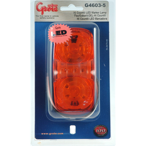 G4603-5 Grote Cab Marker Lamp Yellow High Count LED Square Corner Scalloped Lens