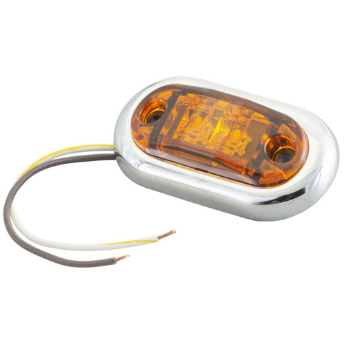 45003-5 Grote 2 1/2 Inch Oval Amber LED Clearance Marker Light, Chrome Bezel