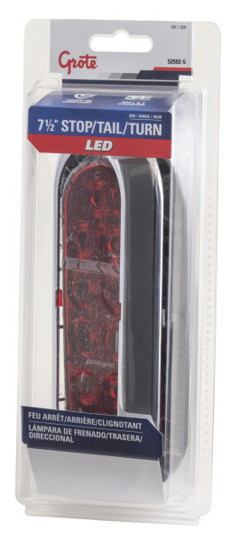 52592-5 Grote Red Oval LED Stop Tail Turn Light with Chrome Trim Ring