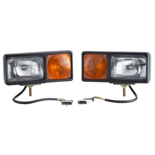 64291-4 Grote Per-Lux Snow Plow Lamp Pair, Black Housing, Integrated Parking/Turn Signal Lights, 45/65 Watt, 12V, Swivel Mount
