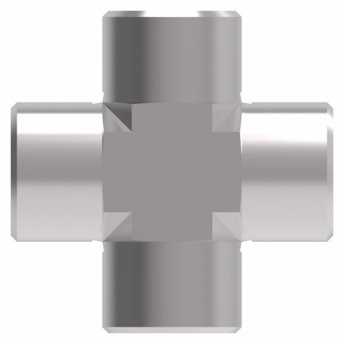 Aeroquip Adapter Cross 2080 Female NPTF Four Ends Carbon Steel Dura-Kote | 2080-8-8S