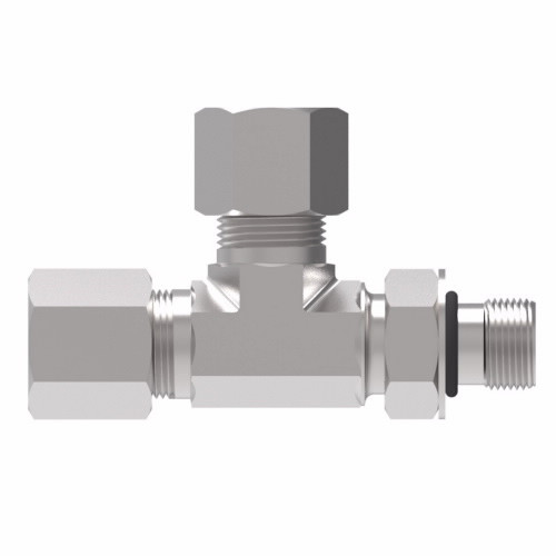 Aeroquip Carbon Steel Flareless Tee Adapter Tube x Tube x Adjustable ORing Dura-Kote | B7716X6