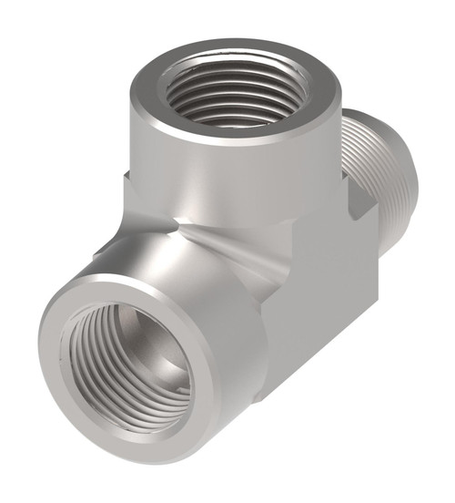 Aeroquip Adapter Tee Female NPTF x Male 37 Degree x Female NPTF Carbon Steel Dura-Kote | 203104-4-6S