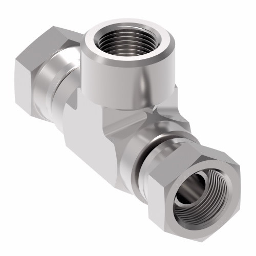 Aeroquip Adapter Tee NPTF/NPSM Female Swivel x Female NPTF Carbon Steel Dura-Kote | 2253-6-6S
