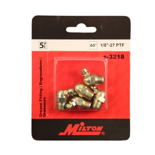 Milton S-3218 Grease Fitting 1/8"- 27 Pipe Thread , 65°, 5-pk