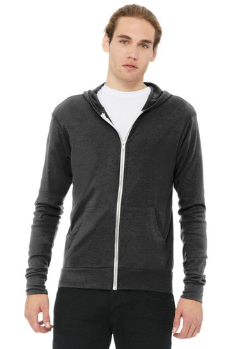Bella + Canvas BC3939 DISCONTINUED BELLA+CANVAS Unisex Triblend Full-Zip Lightweight Hoodie. BC3939