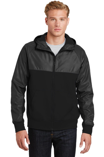 Sport-Tek JST50 DISCONTINUED Sport-Tek Embossed Hybrid Full-Zip Hooded Jacket. JST50