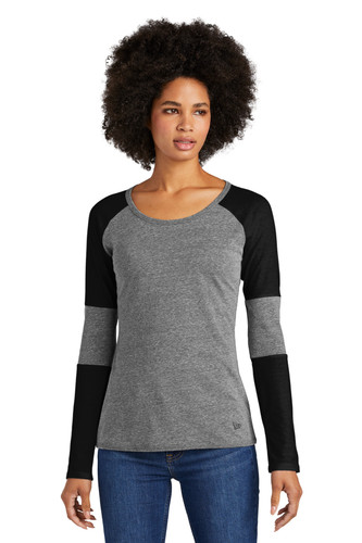 New Era LNEA132 New Era Ladies Tri-Blend Performance Baseball Tee. LNEA132