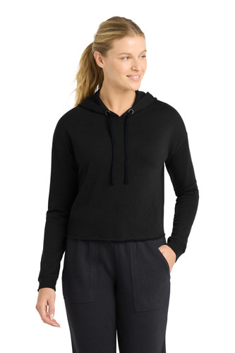 Sport-Tek LST298 DISCONTINUED Sport-Tek Women's PosiCharge Tri-Blend Wicking Fleece Crop Hooded Pullover LST298
