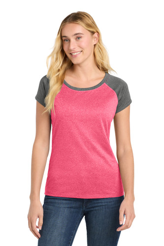 Sport-Tek LST362 DISCONTINUED Sport-Tek Women's Heather-On-Heather Contender Scoop Neck Tee. LST362