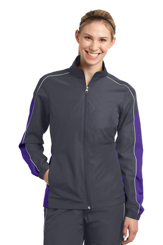Sport-Tek LST61 DISCONTINUED Sport-Tek Ladies Piped Colorblock Wind Jacket. LST61