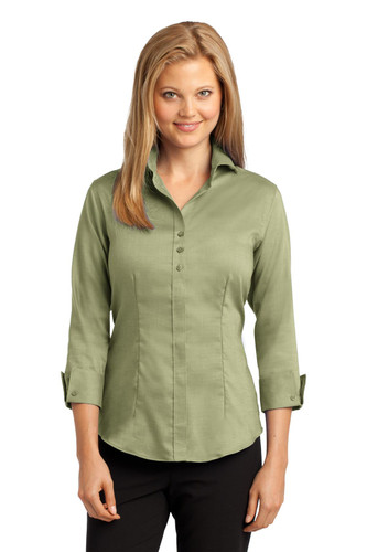 Red House RH69 DISCONTINUED Red House Ladies 3/4-Sleeve Nailhead Non-Iron Shirt. RH69