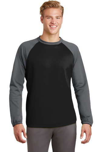 Sport-Tek ST242 DISCONTINUED Sport-Tek Sport-Wick Raglan Colorblock Fleece Crewneck. ST242