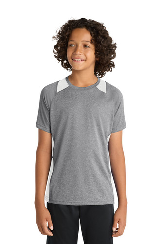 Sport-Tek YST361 DISCONTINUED Sport-Tek Youth Heather Colorblock Contender Tee. YST361